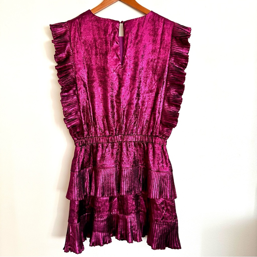TCEC Pink Metallic Ruffle Mini Dress Size Large - Picture 4 of 11